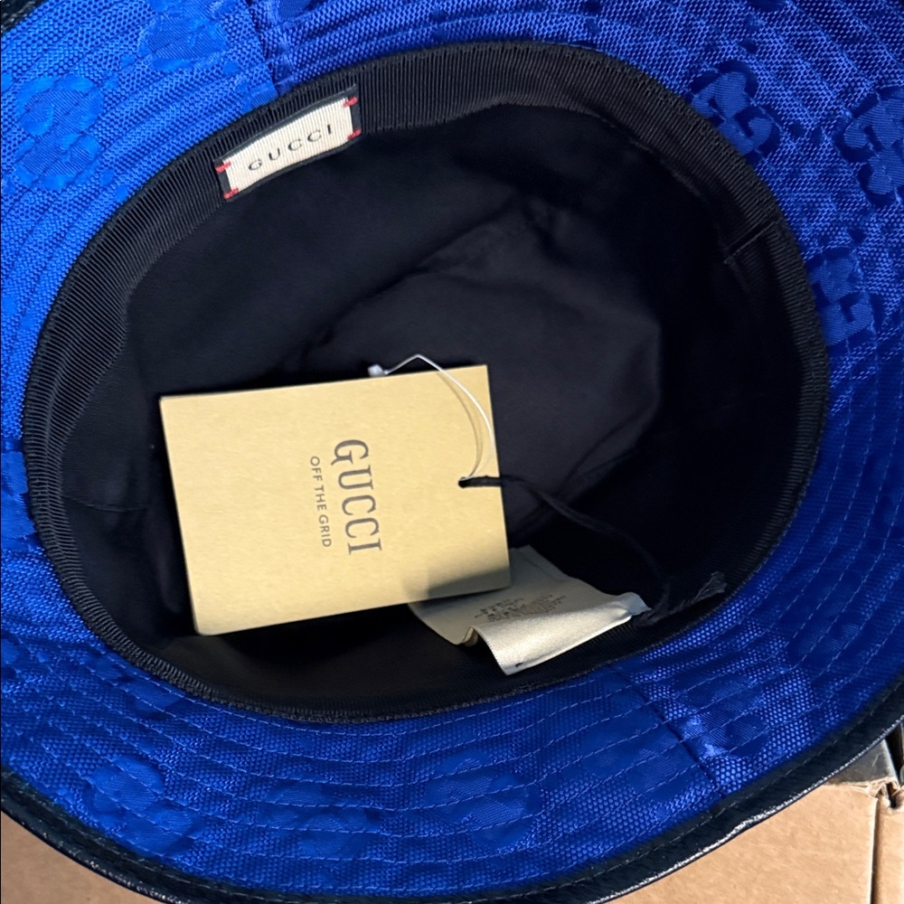 Gucci Royal Blue Bucket Hat with Black Patch - Picture 11 of 16